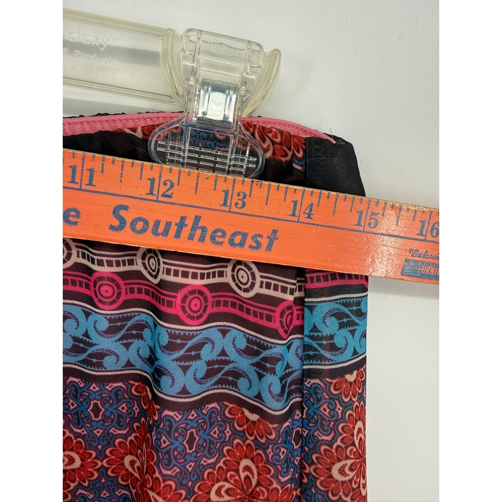 Boho Scarf Print Midi Skirt Bandana Paisley Lined Pull On Hippie Indie Medium - Picture 6 of 9